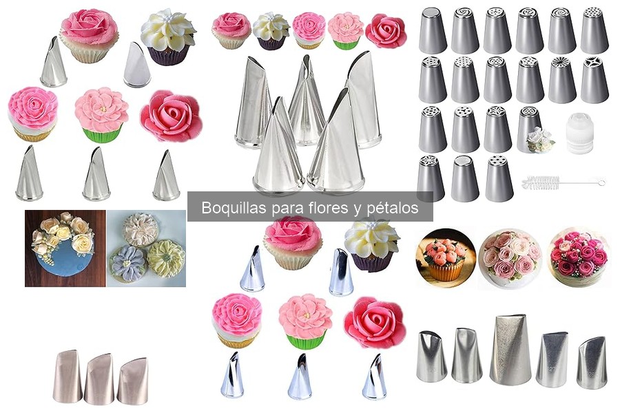 Tipos de boquillas para flores y pétalos en decoración