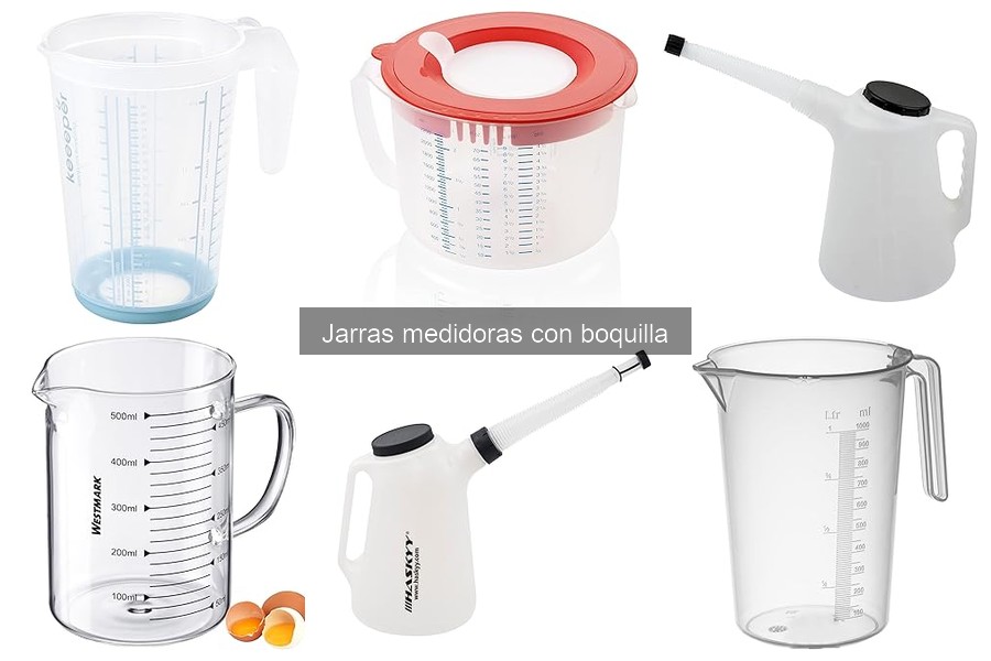 Tipos de jarras medidoras con boquilla para repostería